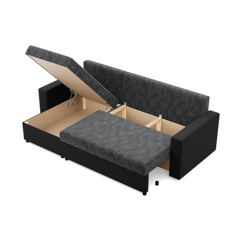 LUNA Corner Sofa, Color - DARK GRAY + BLACK LUNA Corner Sofa, Color - DARK GRAY + BLACK