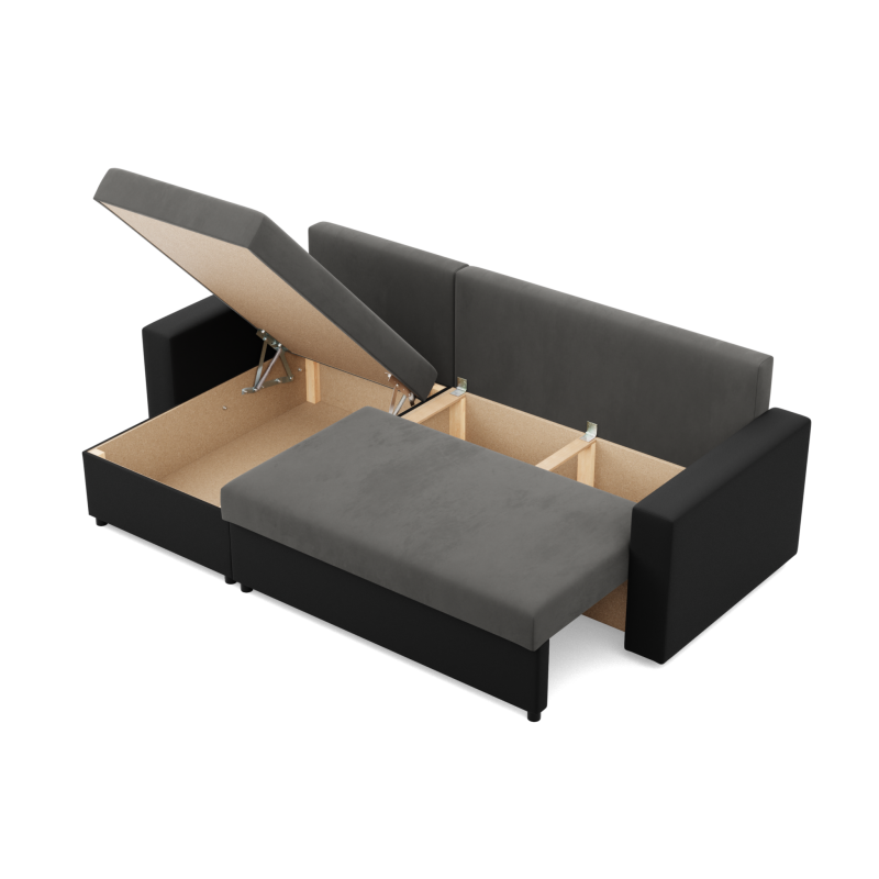 LUNA Corner Sofa, Color - ASH + BLACK LUNA Corner Sofa, Color - ASH + BLACK