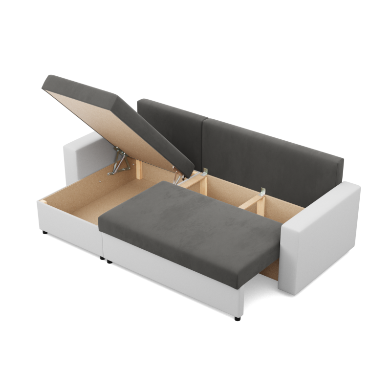LUNA Corner Sofa, Color - GRAY + WHITE LUNA Corner Sofa, Color - GRAY + WHITE