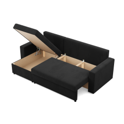 Ecksofa NEO Mikro, Füllung - Schaumstoff, Farbe - SCHWARZ, Art der Armlehne - Gerade Ecksofa NEO Mikro, Füllung - Schaumstoff, Farbe - SCHWARZ, Art der Armlehne - Gerade