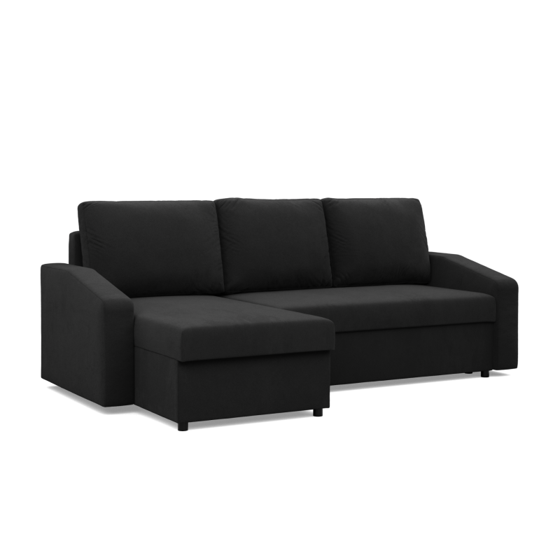 NEO Mikro Ecksofa, Füllung - Schaumstoff, Farbe - SCHWARZ, Armlehnenart - Schräg NEO Mikro Ecksofa, Füllung - Schaumstoff, Farbe - SCHWARZ, Armlehnenart - Schräg
