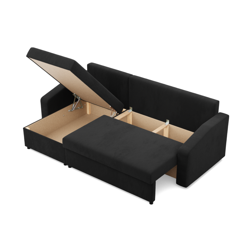 NEO Mikro Ecksofa, Füllung - Schaumstoff, Farbe - SCHWARZ, Armlehnenart - Schräg NEO Mikro Ecksofa, Füllung - Schaumstoff, Farbe - SCHWARZ, Armlehnenart - Schräg