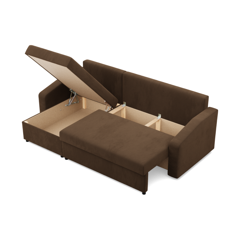 Ecksofa NEO Mikro, Füllung - Schaumstoff, Farbe - BRAUN, Armlehnentyp - Schräg Ecksofa NEO Mikro, Füllung - Schaumstoff, Farbe - BRAUN, Armlehnentyp - Schräg