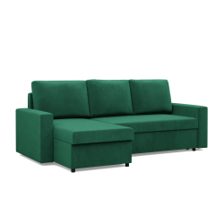 NEO Kronos Corner Sofa, Filling - Spring, Color - BOTTLE GREEN, Type of Armrest - Straight