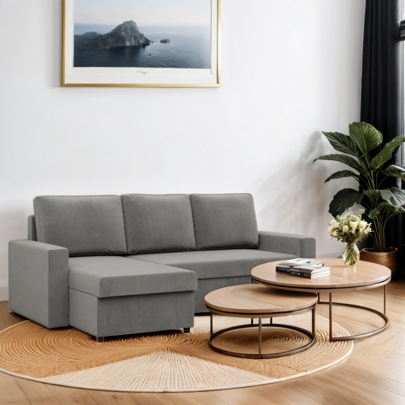 Ecksofa NEO Kronos, Polsterung - Federkern, Farbe - HELLGRAU, Art der Armlehne - Gerade Ecksofa NEO Kronos, Polsterung - Federkern, Farbe - HELLGRAU, Art der Armlehne - Gerade