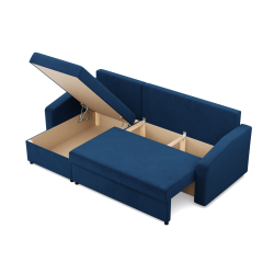 Ecksofa NEO Kronos, Füllung - Federkern, Farbe - DUNKELBLAU, Art der Armlehne - Schräg Ecksofa NEO Kronos, Füllung - Federkern, Farbe - DUNKELBLAU, Art der Armlehne - Schräg