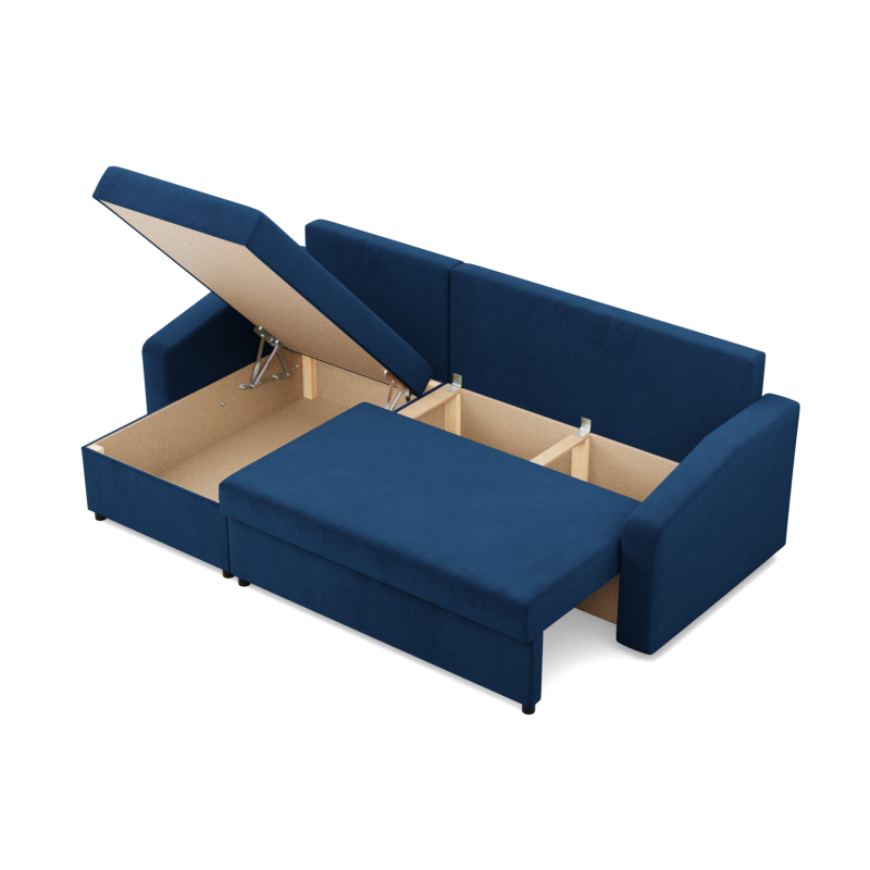 Ecksofa NEO Kronos, Füllung - Federkern, Farbe - DUNKELBLAU, Art der Armlehne - Schräg Ecksofa NEO Kronos, Füllung - Federkern, Farbe - DUNKELBLAU, Art der Armlehne - Schräg