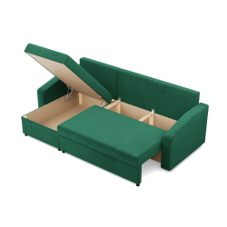 Ecksofa NEO Kronos, Füllung - Federkern, Farbe - FLASCHENGRÜN, Art der Armlehne - Schräg Ecksofa NEO Kronos, Füllung - Federkern, Farbe - FLASCHENGRÜN, Art der Armlehne - Schräg