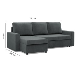 Ecksofa NEO Poso, Füllung - Federkern, Farbe - GRAU, Art der Armlehne - Einfach Ecksofa NEO Poso, Füllung - Federkern, Farbe - GRAU, Art der Armlehne - Einfach