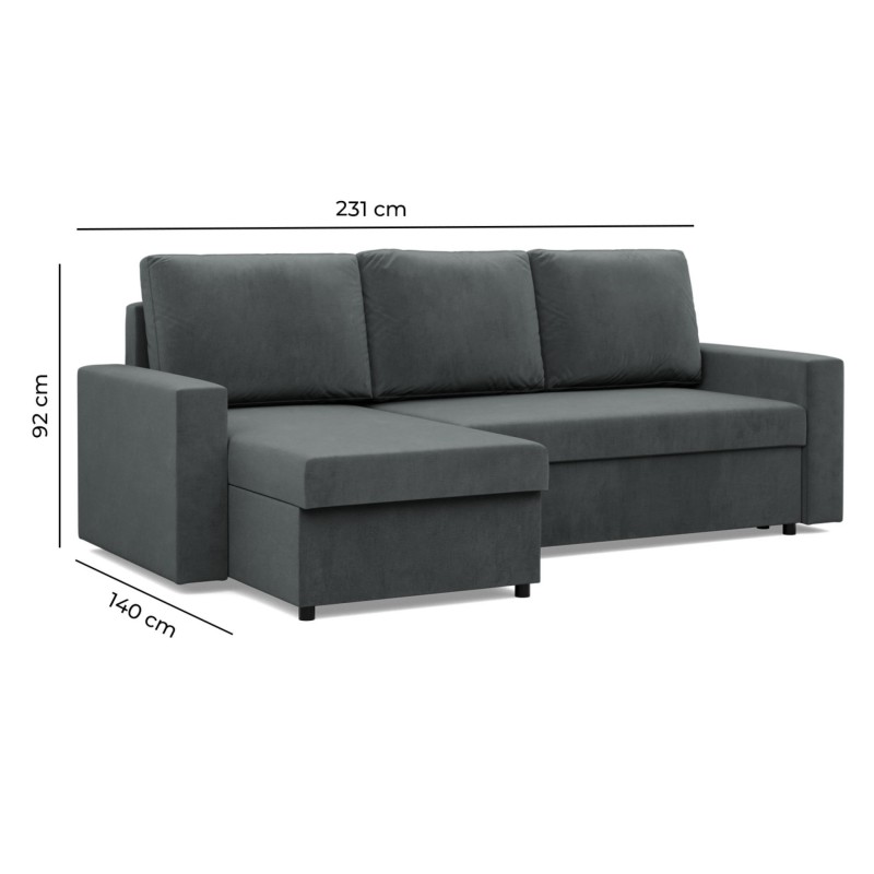 Ecksofa NEO Poso, Füllung - Federkern, Farbe - GRAU, Art der Armlehne - Einfach Ecksofa NEO Poso, Füllung - Federkern, Farbe - GRAU, Art der Armlehne - Einfach