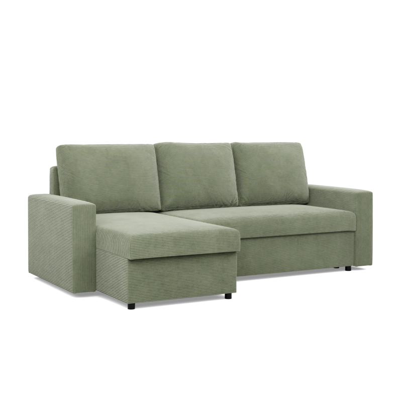 Ecksofa NEO Poso, Füllung - Feder, Farbe - HELLGRÜN, Art der Armlehne - Einfach Ecksofa NEO Poso, Füllung - Feder, Farbe - HELLGRÜN, Art der Armlehne - Einfach
