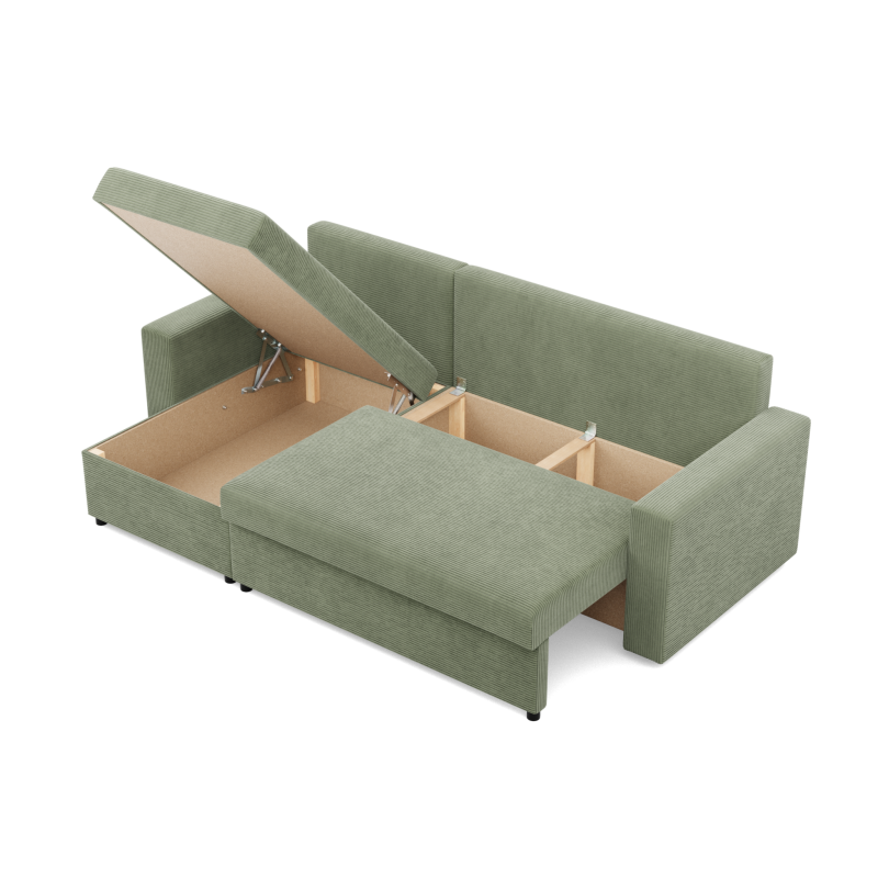 Ecksofa NEO Poso, Füllung - Feder, Farbe - HELLGRÜN, Art der Armlehne - Einfach Ecksofa NEO Poso, Füllung - Feder, Farbe - HELLGRÜN, Art der Armlehne - Einfach