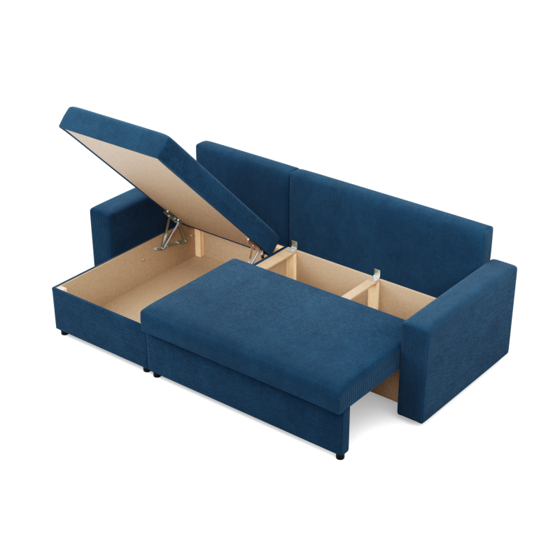 Ecksofa NEO Poso, Füllung - Federkern, Farbe - DUNKELBLAU, Art der Armlehne - Gerade Ecksofa NEO Poso, Füllung - Federkern, Farbe - DUNKELBLAU, Art der Armlehne - Gerade