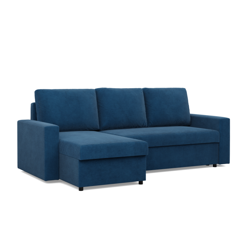 Ecksofa NEO Poso, Füllung - Federkern, Farbe - DUNKELBLAU, Art der Armlehne - Gerade Ecksofa NEO Poso, Füllung - Federkern, Farbe - DUNKELBLAU, Art der Armlehne - Gerade