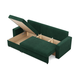 Ecksofa NEO Poso, Füllung - Federkern, Farbe - FLASCHENGRÜN, Art der Armlehne - Einfach Ecksofa NEO Poso, Füllung - Federkern, Farbe - FLASCHENGRÜN, Art der Armlehne - Einfach