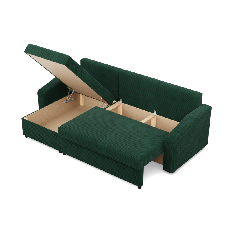 Ecksofa NEO Poso, Polsterung - Federkern, Farbe - FLASCHENGRÜN, Art der Armlehne - Schräg Ecksofa NEO Poso, Polsterung - Federkern, Farbe - FLASCHENGRÜN, Art der Armlehne - Schräg