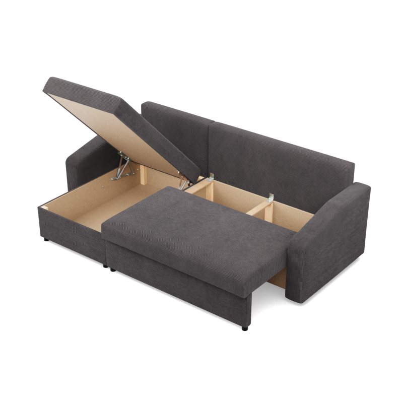 Ecksofa NEO Poso, Füllung - Federkern, Farbe - DUNKELGRAU, Armlehnenart - Schräg Ecksofa NEO Poso, Füllung - Federkern, Farbe - DUNKELGRAU, Armlehnenart - Schräg