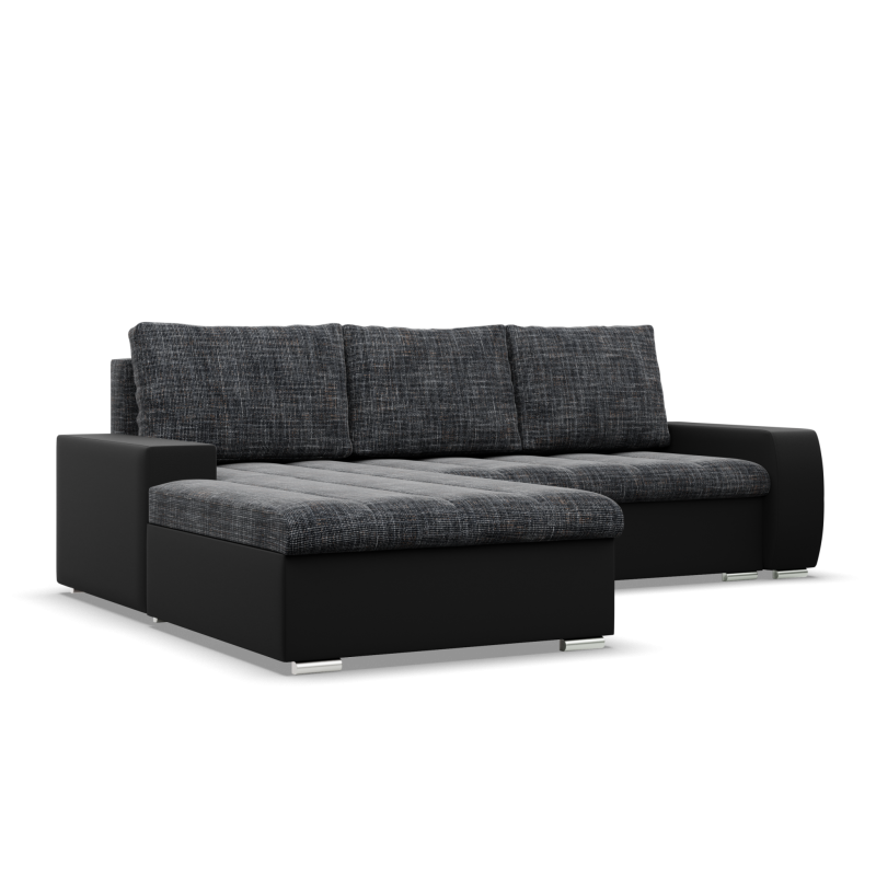 Ecksofa Aurora, Seite - LINKS, Farbe - GRAU + SCHWARZ