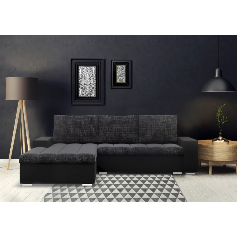 Ecksofa Aurora, Seite - LINKS, Farbe - GRAU + SCHWARZ Ecksofa Aurora, Seite - LINKS, Farbe - GRAU + SCHWARZ