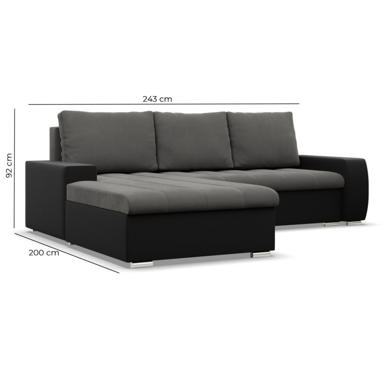 Aurora Corner Sofa, Side - LEFT, Color - DARK GRAY + BLACK Aurora Corner Sofa, Side - LEFT, Color - DARK GRAY + BLACK
