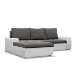 Aurora Corner Sofa, Side - LEFT, Color - DARK GRAY + WHITE