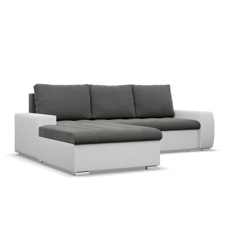 Ecksofa Aurora, Seite - LINKS, Farbe - DUNKELGRAU + WEISS Ecksofa Aurora, Seite - LINKS, Farbe - DUNKELGRAU + WEISS