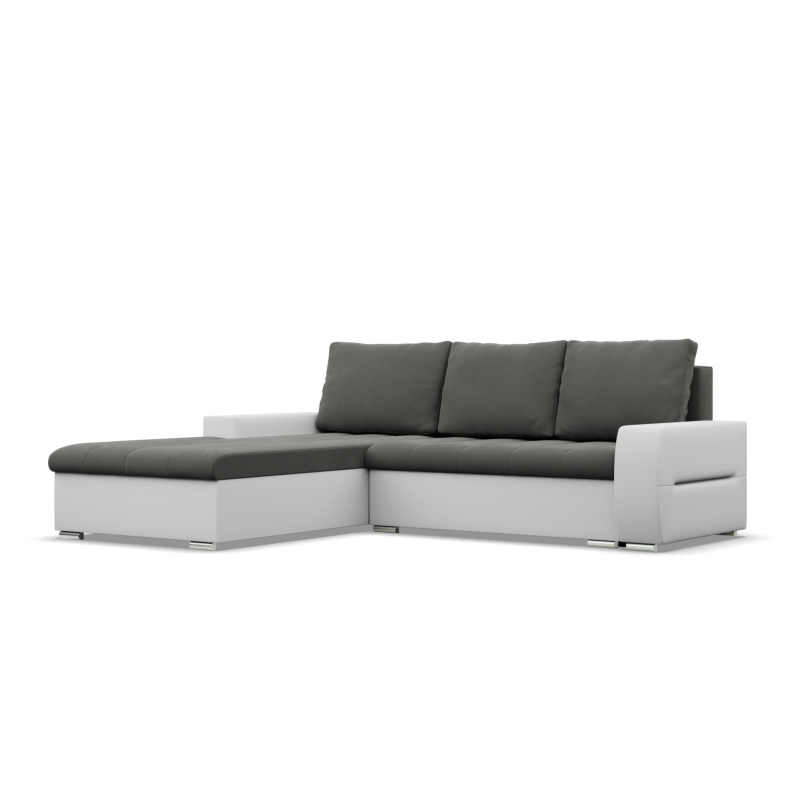 Ecksofa Aurora, Seite - LINKS, Farbe - DUNKELGRAU + WEISS Ecksofa Aurora, Seite - LINKS, Farbe - DUNKELGRAU + WEISS