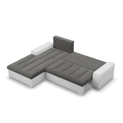 Ecksofa Aurora, Seite - LINKS, Farbe - DUNKELGRAU + WEISS Ecksofa Aurora, Seite - LINKS, Farbe - DUNKELGRAU + WEISS
