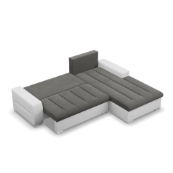 Ecksofa Aurora, Seite - RECHTS, Farbe - DUNKELGRAU + WEISS Ecksofa Aurora, Seite - RECHTS, Farbe - DUNKELGRAU + WEISS