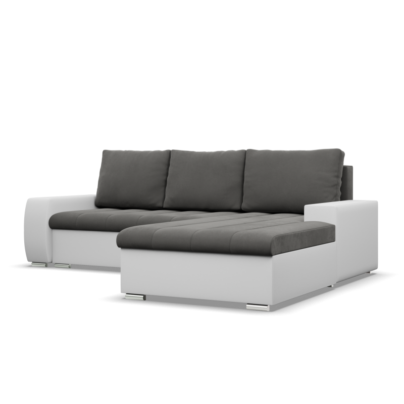 Ecksofa Aurora, Seite - RECHTS, Farbe - DUNKELGRAU + WEISS Ecksofa Aurora, Seite - RECHTS, Farbe - DUNKELGRAU + WEISS