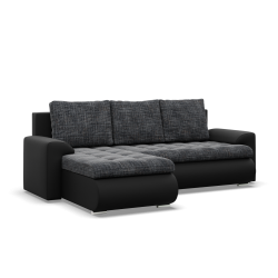 Ecksofa FORESTA LL, Seite - LINKS, Farbe - GRAU + SCHWARZ