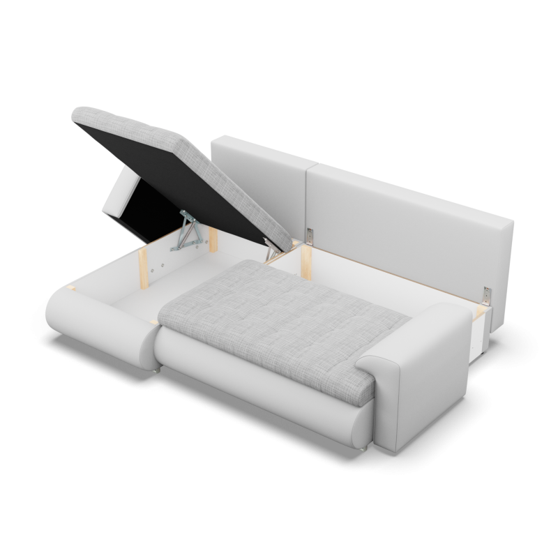 Ecksofa FORESTA LL, Seite - LINKS, Farbe - GRAU + WEIß Ecksofa FORESTA LL, Seite - LINKS, Farbe - GRAU + WEIß