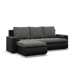 FORESTA LL Corner Sofa, Side - LEFT, Color - DARK GRAY + BLACK