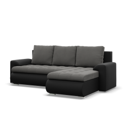 FORESTA LL Corner Sofa, Side - RIGHT, Color - DARK GRAY + BLACK