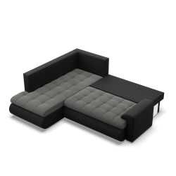 Ecksofa FORESTA LO, Seite - LINKS, Farbe - DUNKELGRAU + SCHWARZ Ecksofa FORESTA LO, Seite - LINKS, Farbe - DUNKELGRAU + SCHWARZ
