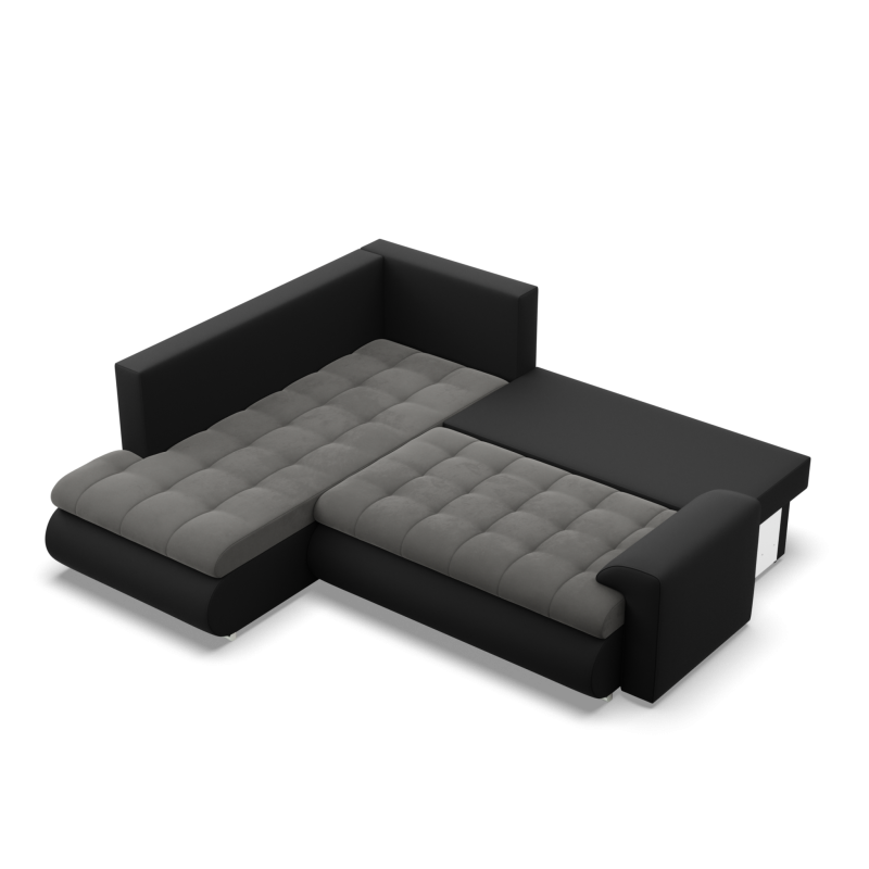 Ecksofa FORESTA LO, Seite - LINKS, Farbe - DUNKELGRAU + SCHWARZ Ecksofa FORESTA LO, Seite - LINKS, Farbe - DUNKELGRAU + SCHWARZ