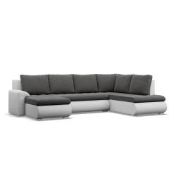 Ecksofa FORESTA ULO, Seite - RECHTS, Farbe - DUNKELGRAU + WEISS