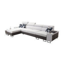 Esquina Prestige XII Mini con función de cama y puerto USB, tela Suave al tacto, Freya 210.11 + Tauro 8207 | Tu Lugar de Confort Esquina Prestige XII Mini con función de cama y puerto USB, tela Suave al tacto, Freya 210.11 + Tauro 8207 | Tu Lugar de Confort