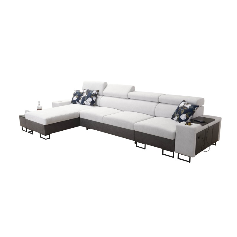 Esquina Prestige XII Mini con función de cama y puerto USB, tela Suave al tacto, Freya 210.11 + Tauro 8207 | Tu Lugar de Confort Esquina Prestige XII Mini con función de cama y puerto USB, tela Suave al tacto, Freya 210.11 + Tauro 8207 | Tu Lugar de Confort