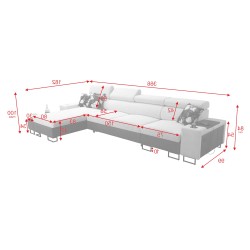 Esquina Prestige XII Mini con función de cama y puerto USB, tela Suave al tacto, Freya 210.11 + Tauro 8207 | Tu Lugar de Confort Esquina Prestige XII Mini con función de cama y puerto USB, tela Suave al tacto, Freya 210.11 + Tauro 8207 | Tu Lugar de Confort