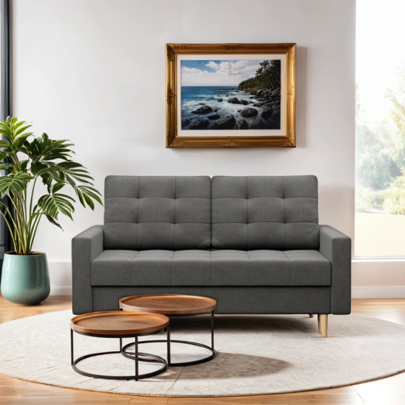 Sofa ELMA , Wypełnienie - Piankowe, Kolor - CIEMNY SZARY Sofa ELMA , Wypełnienie - Piankowe, Kolor - CIEMNY SZARY