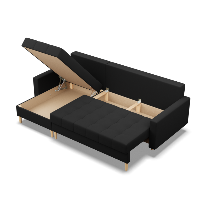 ELMA LL Corner Sofa, Filling - Foam, Color - BLACK ELMA LL Corner Sofa, Filling - Foam, Color - BLACK