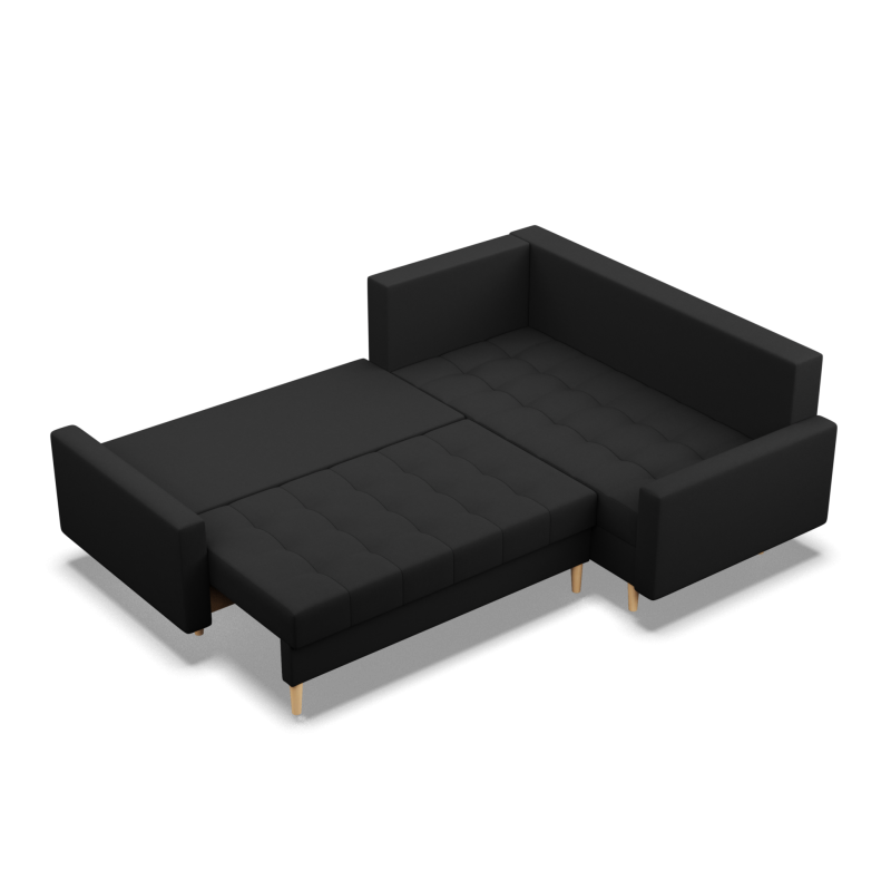 ELMA LO Corner Sofa, Filling - Foam, Side - RIGHT, Color - BLACK ELMA LO Corner Sofa, Filling - Foam, Side - RIGHT, Color - BLACK