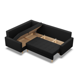 Corner Sofa ELMA LO, Filling - Spring, Side - LEFT, Color - BLACK Corner Sofa ELMA LO, Filling - Spring, Side - LEFT, Color - BLACK