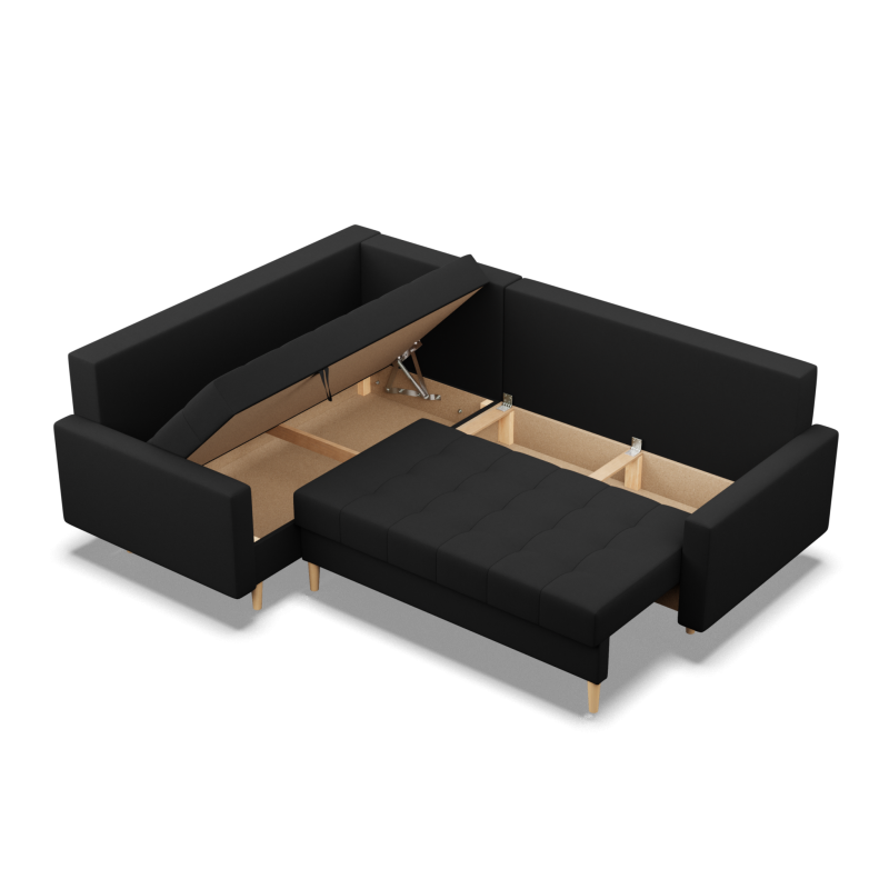 Corner Sofa ELMA LO, Filling - Spring, Side - LEFT, Color - BLACK Corner Sofa ELMA LO, Filling - Spring, Side - LEFT, Color - BLACK