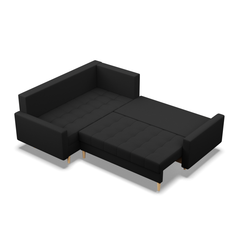 Corner Sofa ELMA LO, Filling - Spring, Side - LEFT, Color - BLACK Corner Sofa ELMA LO, Filling - Spring, Side - LEFT, Color - BLACK