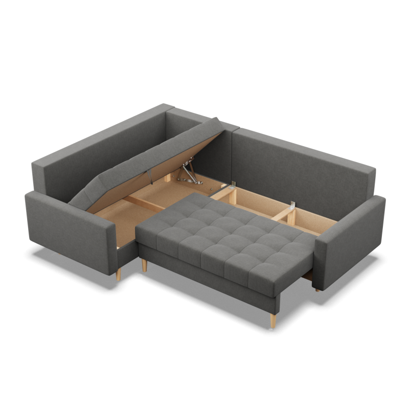 ELMA LO Corner Sofa, Filling - Spring, Side - LEFT, Color - DARK GRAY ELMA LO Corner Sofa, Filling - Spring, Side - LEFT, Color - DARK GRAY