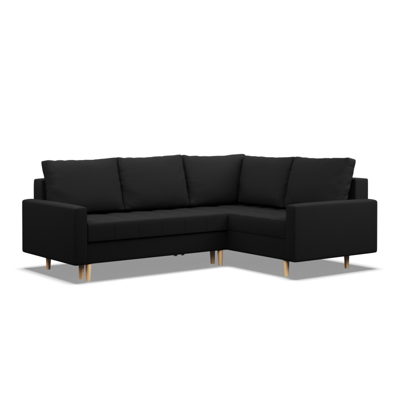 ELMA LO Corner Sofa, Filling - Spring, Side - RIGHT, Color - BLACK ELMA LO Corner Sofa, Filling - Spring, Side - RIGHT, Color - BLACK