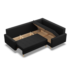 ELMA LO Corner Sofa, Filling - Spring, Side - RIGHT, Color - BLACK ELMA LO Corner Sofa, Filling - Spring, Side - RIGHT, Color - BLACK