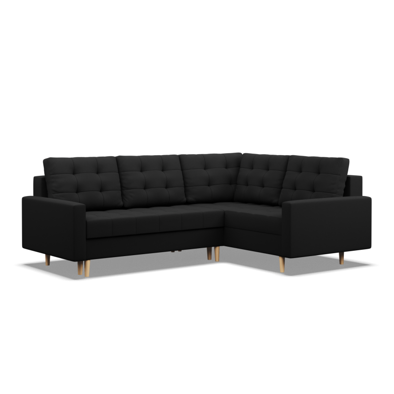 ELMA LO Corner Sofa, Filling - Spring, Side - RIGHT, Color - BLACK ELMA LO Corner Sofa, Filling - Spring, Side - RIGHT, Color - BLACK